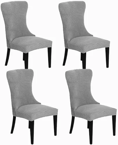 Vista 24 de XMNTG Juego de 1 funda elástica de jacquard para silla con respaldo de ala, fundas reutilizables y lavables para sillas de comedor, para banquetes