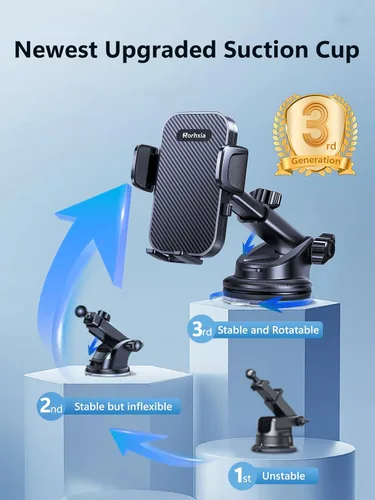 Vista 2 de Soporte de teléfono 3 en 1 para automóvil [ventosa más estable y flexible 2026] Ventosa para salpicadero de ventilación, parabrisas y teléfono