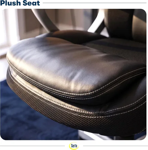 Vista 11 de Silla Serta, Negro Contoured Lumbar Lower Back Support, Back Pain Relief Chair, Adjustable Height and Recline, Work From Home Desk Chair, Black