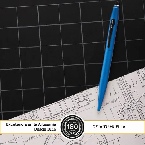 Vista 3 de Cross Tech2 - Bolígrafo azul metálico, punta media, tinta negra Dual-Function Pen with Built-In Stylus, Swivel Action, Refillable for Long-Lasting