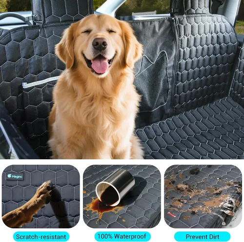 Vista 4 de Meginc Fundas de Asiento para Perros para Asiento Trasero, Asiento de Coche para Perros para Tesla Model 3, Funda de Asiento para Mascotas 100%