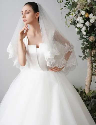 Vista 4 de EllieHouse - Velo de novia de 2 niveles con peine X30