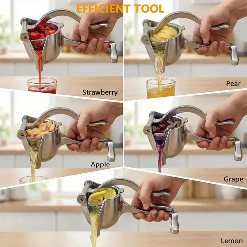 Vista 5 de Exprimidor manual y exprimidor de limón, exprimidor de cítricos de aluminio resistente de 0.6L, prensa de naranja, extractor de jugo de mano fácil