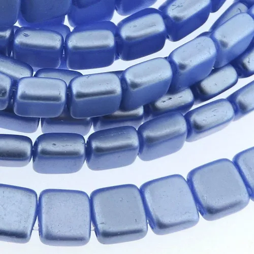 Vista 3 de Czechmate - Cuentas de cristal cuadrado checo de 2 agujeros para azulejos - Zafiro azul perla (25)