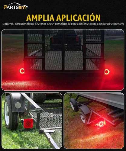 Vista 6 de Partsam Kit de luces traseras sumergibles para remolque, impermeables, de 12 V, luces LED cuadradas para remolque, halo brilla con arnés
