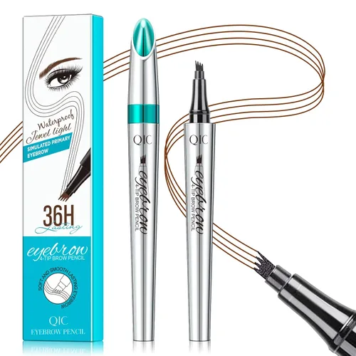 Vista 9 de Lápiz de cejas con microcuchilla de 4 puntas para maquillaje natural de cejas, bolígrafo de microblading impermeable y a prueba de manchas