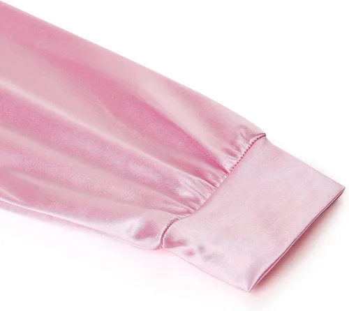 Vista 4 de Chaqueta rosa de los años 50, disfraz de Halloween para mujer, chaqueta de satén, cosplay, accesorios de vestir para adultos, con bufanda