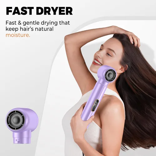 Vista 6 de Cepillo secador de pelo 5 en uno con pantalla LCD, cepillo de secado de pelo mejorado para rizar el aire, cepillo redondo iónico para mujeres