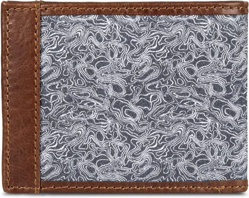 Vista 2 de Eddie Bauer Billetera de cuero y lona de algodón impresa para hombre (gráficos surtidos)