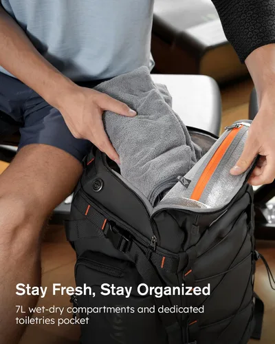 Vista 5 de Tolaccea Mochila deportiva con funda independiente para laptop para hombre y mujer, Negro, Opciones de transporte 3 en 1 mochila, mano y bandolera