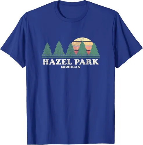 Vista 19 de Hazel Park MI - Camiseta vintage con diseño retro de los años 70, Azul / Patchwork, S