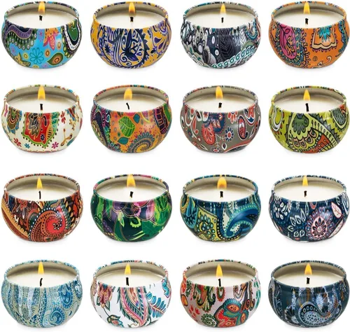 Vista 24 de YOROXRG Juego de 12 velas perfumadas de cera de soja, velas de lata de viaje para el hogar, 3.05 onzas para mamá para Navidad, cumpleaños, Acción