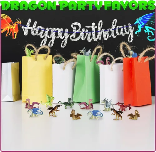 Vista 6 de Bedwina Figuras de juguete de mini dragón, paquete de 12 figuras de dragón de goma de plástico de 2 pulgadas en varios colores y estilos, juguetes