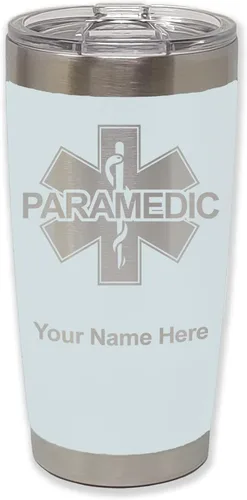Vista 10 de LaserGram Vaso aislado al vacío de 20 onzas, paramédico, grabado personalizado incluido (negro) Engraved Gift for Paramedics, Vacuum Insulated
