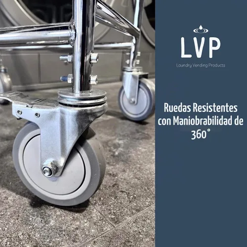 Vista 2 de Carro de lavandería comercial LVP Work Horse con asa extraíble 2.85 bushels (Negro, Extra grande)