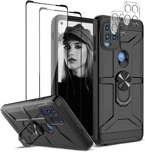 Vista 28 de Jeylly para Moto G Stylus 5G 2021 Funda con [2 Pack] Protector de Pantalla de Vidrio Templado, Protección Grado Militar Anti-Arañazos, Funda A