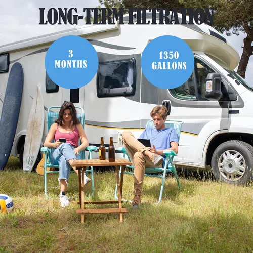 Vista 7 de Paquete de 2 filtros de agua para caravana con 2 protectores de manguera flexible, reduce mal sabor, olores, óxido, cloro, fluoruro y sedimentos