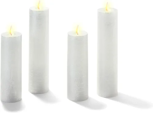 Vista 7 de LampLust Velas parpadeantes sin llama, juego de 4 velas plateadas, funciona con pilas, velas románticas, ideales para decoración de propuestas