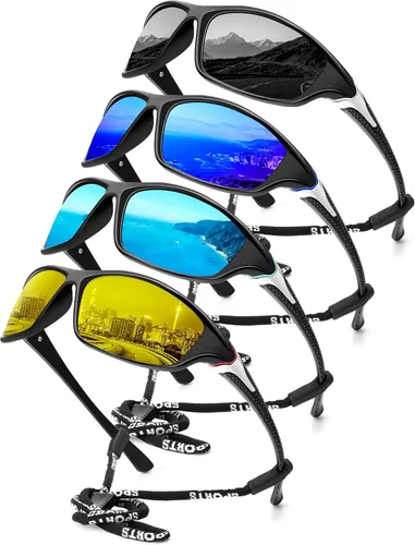 Vista 35 de KALIYADI 4 Pack Polarized Sunglasses-Men Sports Sun-glasses: Mens Sunglasses UV Protection for Fishing Driving Cycling
