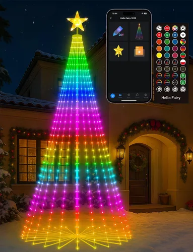 Vista 10 de Popotan Árbol de Navidad de Halloween para exteriores, 7 pies 295 LED