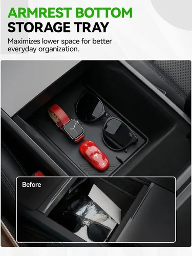 Vista 5 de Organizador de consola central para Tesla Model 3 Highland 2024-2026