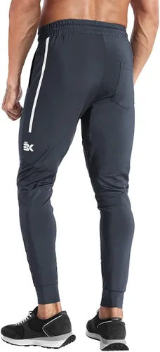 Vista 4 de BROKIG Pantalones deportivos ligeros de gimnasio para hombre, pantalones deportivos de entrenamiento con bolsillo con cremallera, pantalones