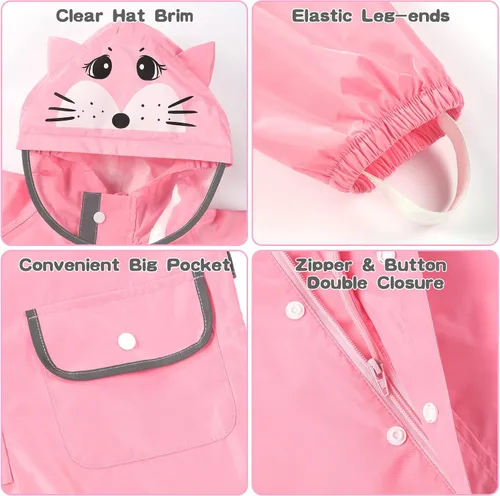 Vista 2 de SSAWcasa Toddler Rain Suit, Muddy Play Buddies Kids One Piece Hoodie Rain Jacket Coat Poncho Gear Coverall Baby Girl Boy