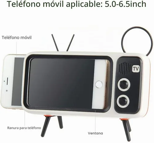 Vista 2 de UnnFiko Altavoces Inalámbricos Bluetooth Estilo TV Retro Soporte Base, Soporte de Escritorio de Dibujos Animados Abrazadera Montaje de Escritorio