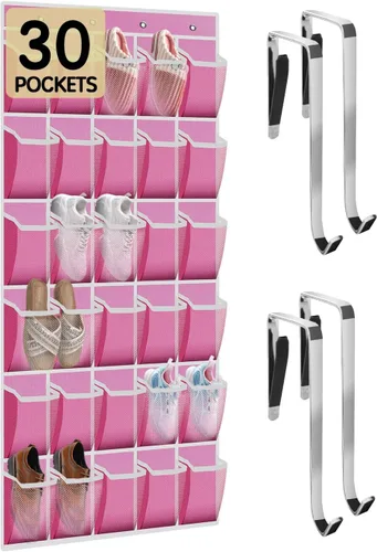 Vista 15 de Kotkn Organizador de zapatos sobre la puerta con 30 bolsillos de malla transpirable - Almacenamiento de armario de gran capacidad para hombres