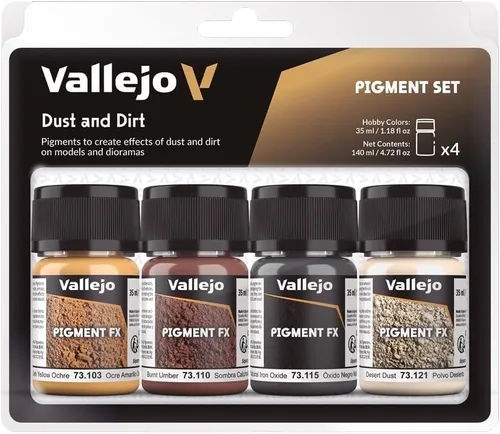 Vista 4 de Vallejo - Efectos Pigment FX AFV, pigmentos erosivos para modelos y dioramas, 4 frascos x 1.2 fl oz (1.18 onzas líquidas)