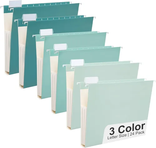 Vista 10 de Y YOMA Tamaño carta, paquete de 6 carpetas colgantes de acordeón con capacidad adicional, carpeta decorativa reforzada, carpeta expandible