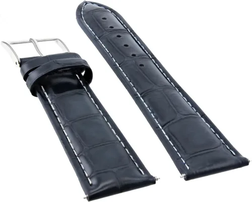 Vista 2 de Ewatchparts CORREA DE RELOJ DE CUERO 19MM PARA RELOJ MONTBLANC AZUL OSCURO BLANCO STITCH