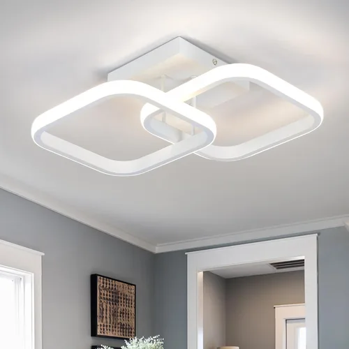 Vista 11 de CANEOE Lámpara LED de techo de pasillo de 15.75 pulgadas, lámpara de techo LED moderna cuadrada de 6000 K, lámpara de techo negra de 25 W para Negro