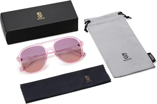 Vista 5 de SOJOS Retro Square Polarized Aviator Trendy Sunglasses for Women and Men