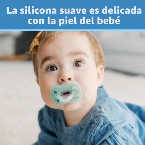 Vista 3 de Dr. Brown's Chupete Advantage de una pieza de silicona para bebé, chupete completamente simétrico, gris oscuro/verde/amarillo, 6-18m, libre de BPA
