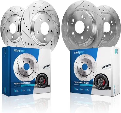 Vista 62 de Detroit Axle - Rotores de freno para Ford 2013-2019 Explorer Taurus Flex Lincoln MKT MKS, rotores de freno de disco ranurados perforados de repuesto