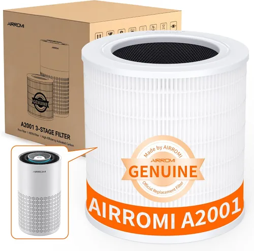 Vista 11 de AIRROMI A2001 Filtro de repuesto para purificador de aire HEPA, filtro original 3 en 1, elimina el 99.97% de partículas de 0.3 micrones, 2