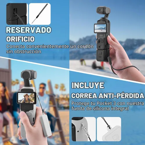 Vista 3 de BRDRC Funda de silicona Pocket 3, funda protectora con protector de lentes, funda antiarañazos compatible con DJI OSMO Pocket 3 Combo para creadores