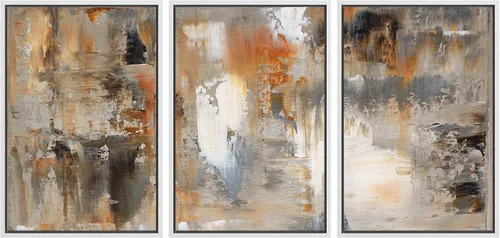 Vista 192 de wall26 Lienzo enmarcado para pared, juego de arte con trazos de pintura roja y naranja vibrante, paisaje, formas abstractas, ilustraciones, arte