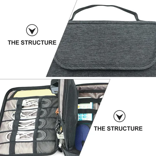 Vista 8 de Multi-Layer Electronic Organizer Bag with Tablet Pocket Portable Cable Storage Pouch for Travel Impact and Dust Resistant Digital Accessories Case