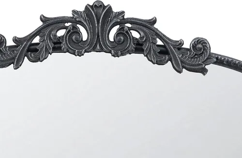 Vista 4 de Benjara Kea - Espejo de pared de 36 pulgadas, marco de metal curvado negro, diseño de acento barroco