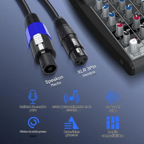 Vista 2 de SinLoon Cable Speakon a XLR de 3 pines 22AWG macho a hembra cable de extensión de audio con bloqueo giratorio para amplificador Pro DJ PA Stage