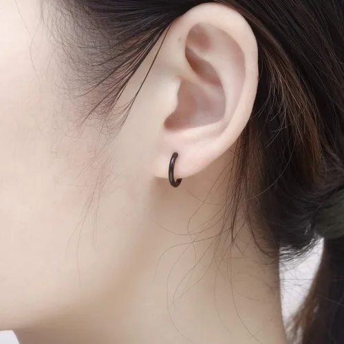 Vista 4 de Aretes de aro finos de acero inoxidable quirúrgico de 0.236 in0.315 in0.394 in, aretes de aro pequeños para mujeres y hombres