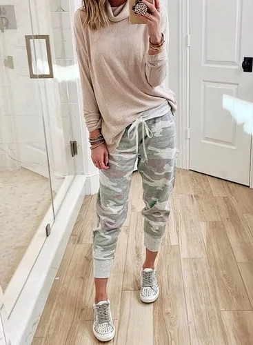 Vista 8 de Dokotoo - Pantalones deportivos de algodón para mujer, cintura elástica con cordón ajustable y bolsillos, estilo informal moderno, para correr