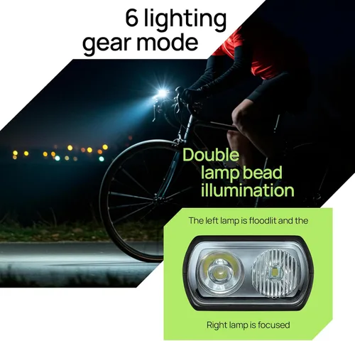 Vista 4 de Luces inteligentes para bicicleta delanteras y traseras, kit R15, recargable por USB C con detección automática de frenos, 500 lúmenes impermeable