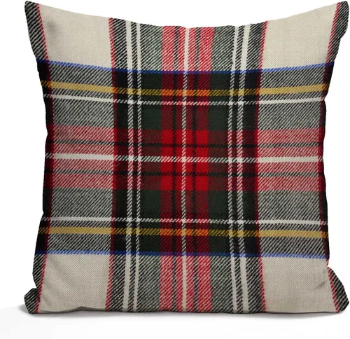 Vista 10 de Nphuriy Funda de almohada decorativa Animal Moose Red and Black Chess Plaid Scottish Buffalo de algodón y lino, funda de cojín cuadrada para sofá