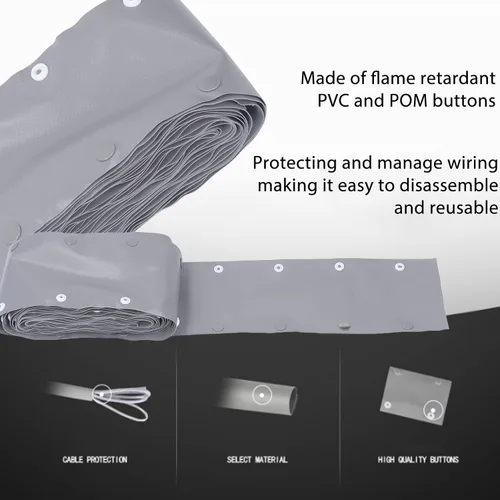 Vista 3 de Funda de cable con botón a presión, 0.98 pulgadas de diámetro, 16.4 ft de diámetro, protector de cable de PVC ignífugo para gestión de cables, funda