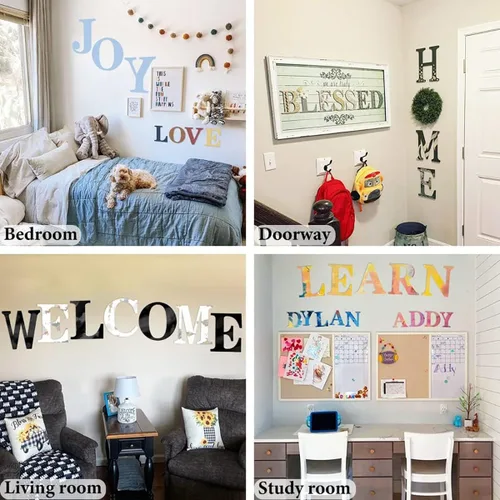 Vista 5 de Letra de madera de 12 pulgadas, letras de madera para decoración de pared, letras de madera en blanco sin terminar de 1/5 pulgadas para decoración