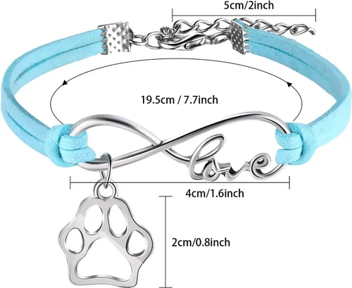 Vista 2 de Paquete de 15 pulseras de pata para niños y adultos, ajustables, pulseras con dijes, cachorros, perros, gatos, animales para fiestas temáticas
