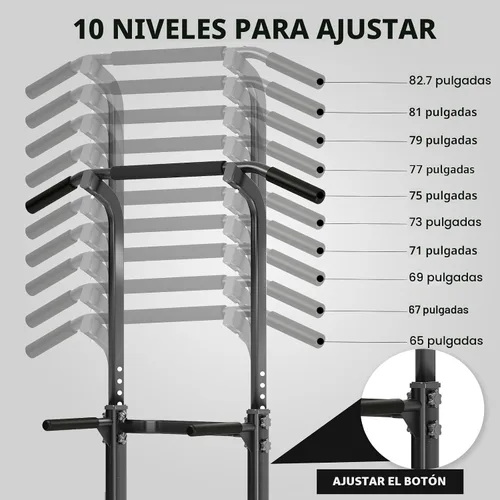 Vista 2 de SogesPower Power Tower Estación de Fondos Barra de Dominadas para Gimnasio en Casa con Altura Ajustable Equipo de Entrenamiento de Fuerza, Estación